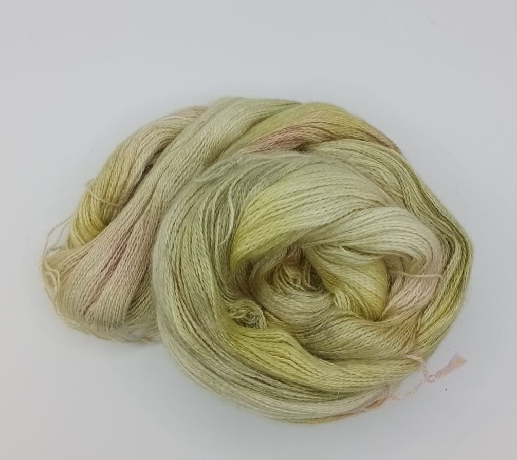 100G Alpaca/Silk/   Cashmere hand dyed Lace Weight Yarn- "Pistachio"