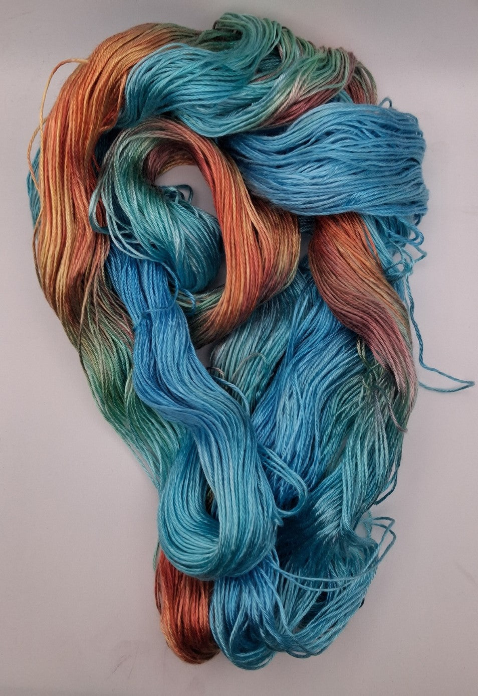 "DK-Tencel" 100G hand dyed luxury Yarn (Turquoise and Orange)